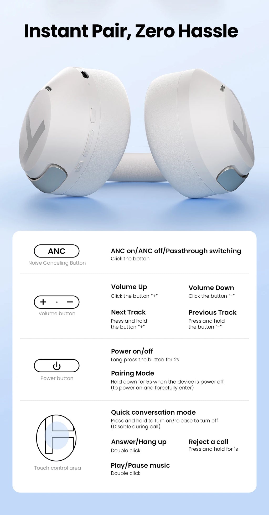 HAYLOU S40 ANC Wireless Headphone 50dB Noise Canceling Hi-Res 3D Spatial Audio Earphone with LDAC Bluetooth 6.0 Over Ear Headset