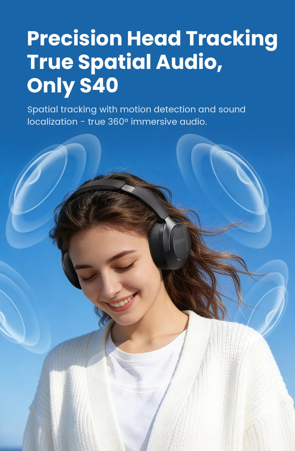 HAYLOU S40 ANC Wireless Headphone 50dB Noise Canceling Hi-Res 3D Spatial Audio Earphone with LDAC Bluetooth 6.0 Over Ear Headset