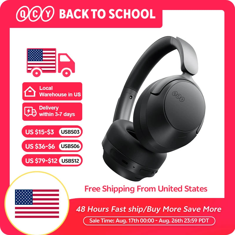 QCY H3S Over Ear Headphone Hi-Res LDAC Spatial Sound Headset H3S -56dB Adaptive ANC Wireless Earphone Bluetooth 6.0 102Hrs