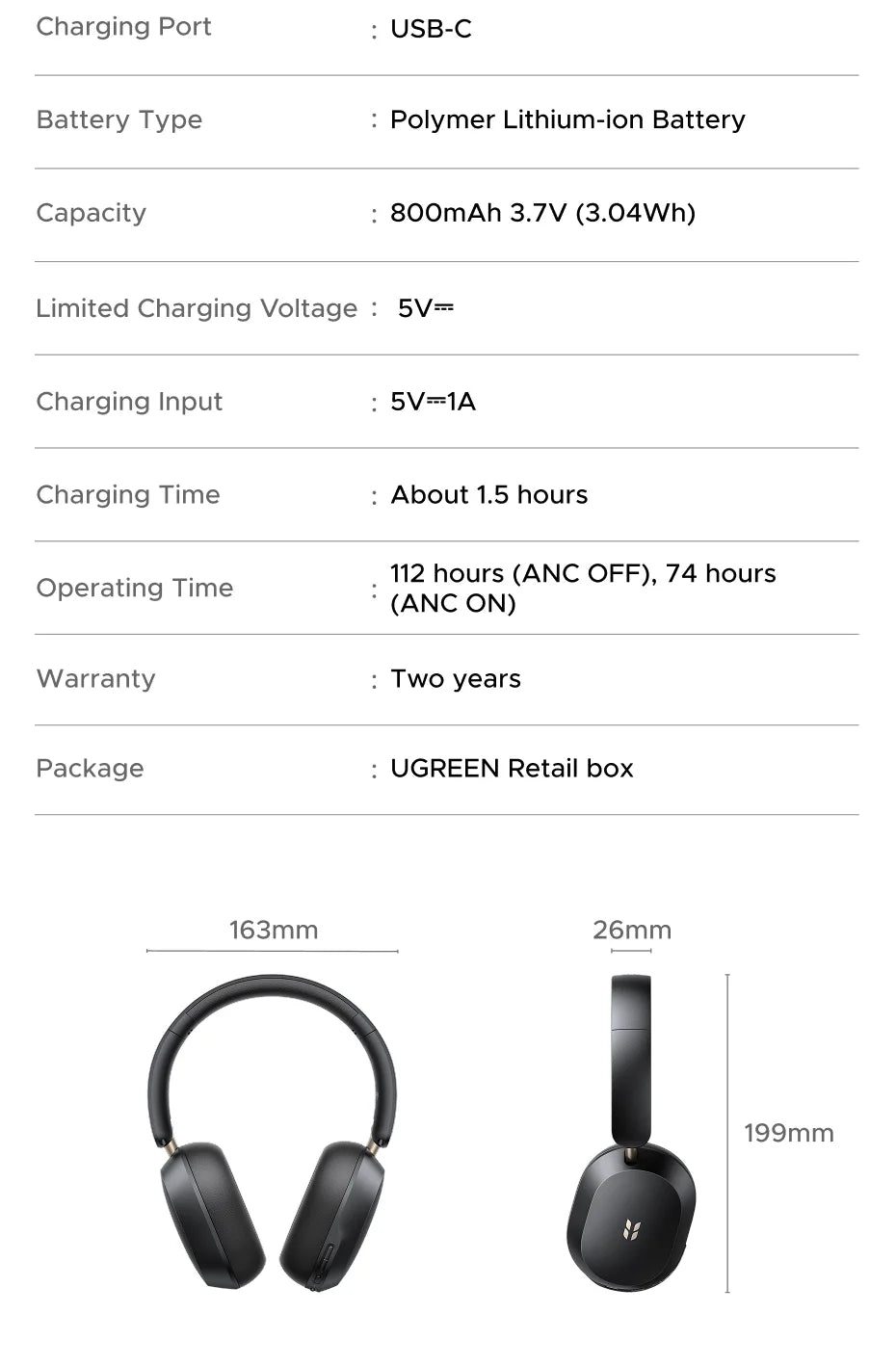 UGREEN MAX5S ANC Over-Ear Bluetooth Headphones, Wireless Gaming Headset, 2026 New Release
