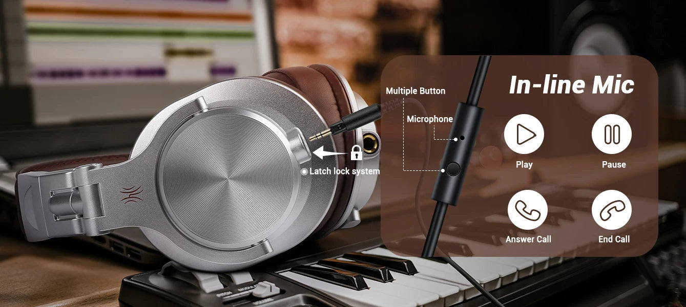 Oneodio A71 Wired HiFi Headphones With Mic Over Ear Stereo Hi-Res Headset Studio DJ Headphone For Recording Monitor 3.5/6.35mm