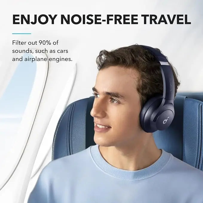 soundcore by Anker Q20i Hybrid ANC Headphones - Wireless Over-Ear BT - 40H Long ANC Playtime - Hi-Res Audio - Big Bass - Customize via an App - Transparency Mode (Refurbished)