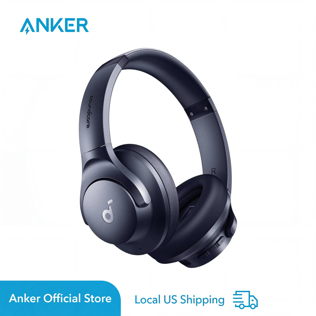 soundcore by Anker Q20i Hybrid ANC Headphones - Wireless Over-Ear BT - 40H Long ANC Playtime - Hi-Res Audio - Big Bass - Customize via an App - Transparency Mode (Refurbished)