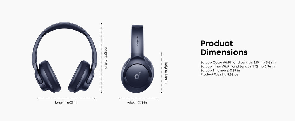 soundcore by Anker Q20i Hybrid ANC Headphones - Wireless Over-Ear BT - 40H Long ANC Playtime - Hi-Res Audio - Big Bass - Customize via an App - Transparency Mode (Refurbished)